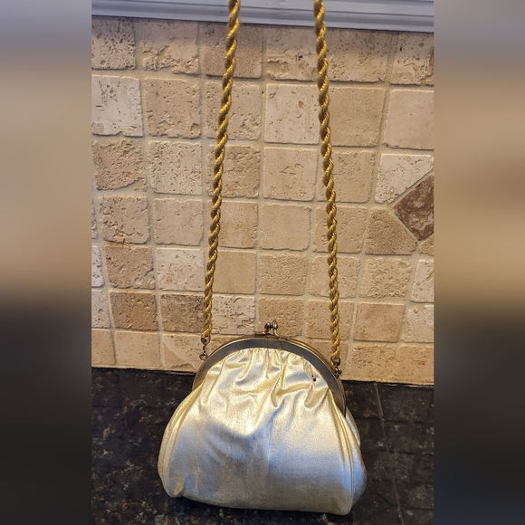 Vintage Harry Levine Mini Evening Handbag Gold w/ Amber - Picture 3 of 10